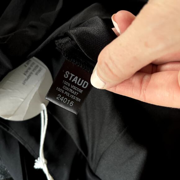 NWT STAUD Rosa Jumpsuit Black Crepe Size 2 Straight Leg Lightweight Off Shoulder - Picture 16 of 16